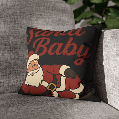 Santa Baby Black Pillowcase — Festive Holiday Decorative Pillow Cover