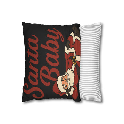 Santa Baby Black Pillowcase — Festive Holiday Decorative Pillow Cover